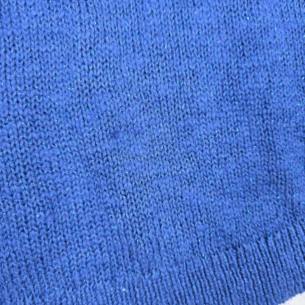 Justice Girls Blue Sparkle Cold Shoulder Graphic Sweater Size 16 Peace Star Hey
